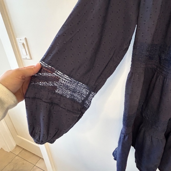 Old Navy Women’s Medium Navy Blue Sundress Elastic Long Sleeves above knee beach - Picture 4 of 9